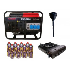 Бензиновий генератор MAST GROUP YH18000 + газова плитка Orcamp CK-505 + електричний обігрівач Gardyer HE2000