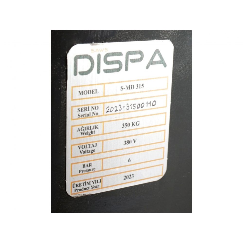 Дискова пила по металу з подвійним пневмо-затиском Dispa Makina S-MD 315 Дискова пила по металу з подвійним пневмо-затиском Dispa Makina S-MD 315