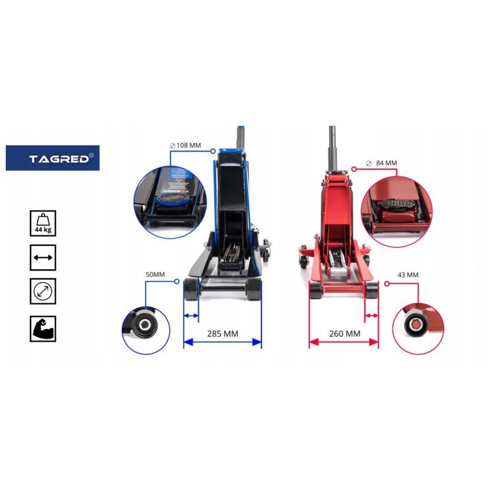 Двопоршневий низькопрофільний домкрат TAGRED TA288