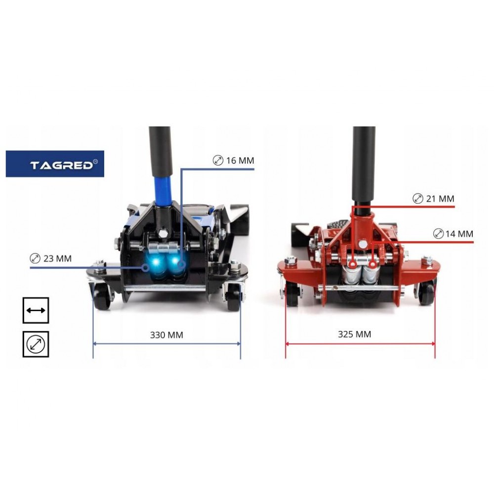 Двопоршневий низькопрофільний домкрат TAGRED TA288
