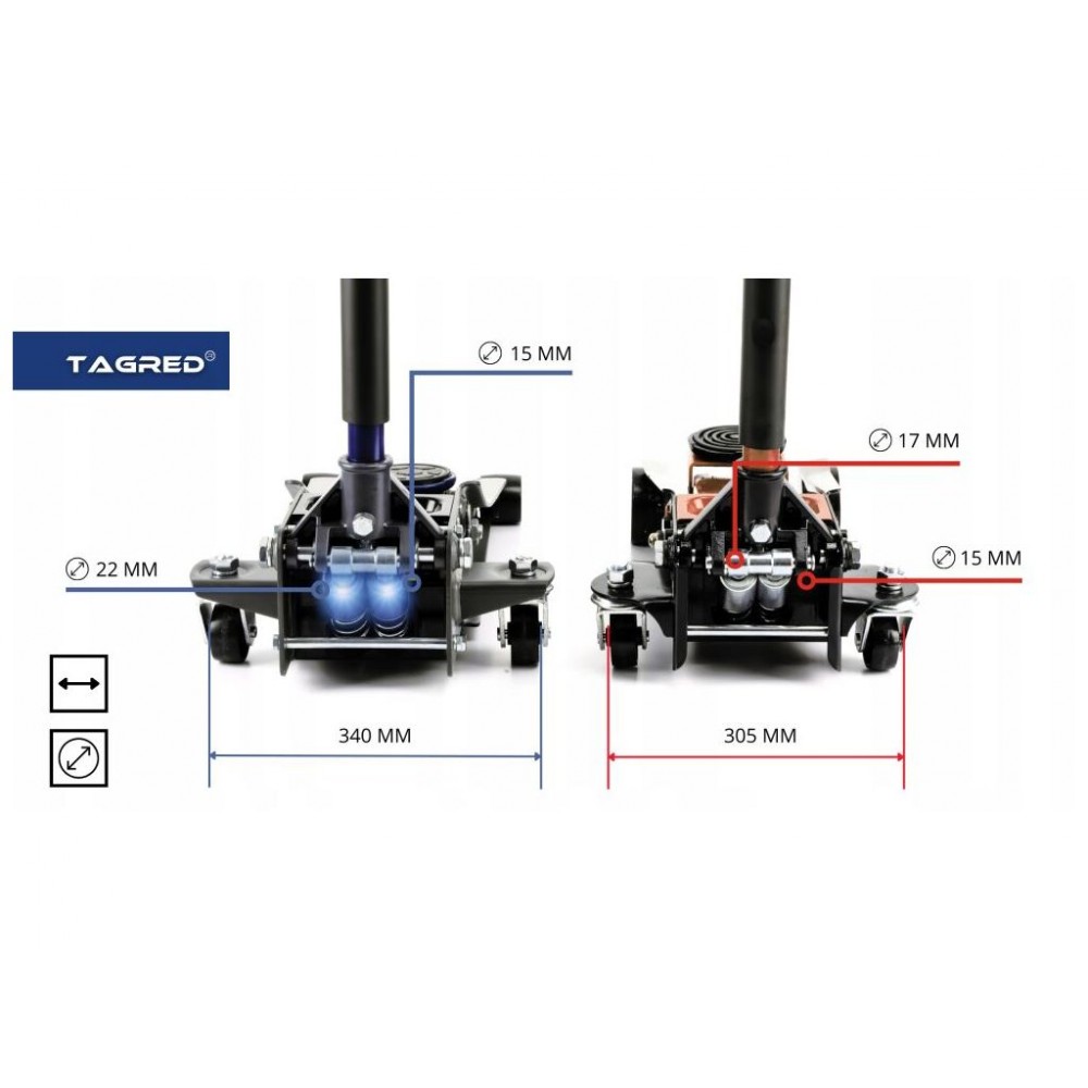 Двопоршневий низькопрофільний домкрат TAGRED TA287 Двопоршневий низькопрофільний домкрат TAGRED TA287