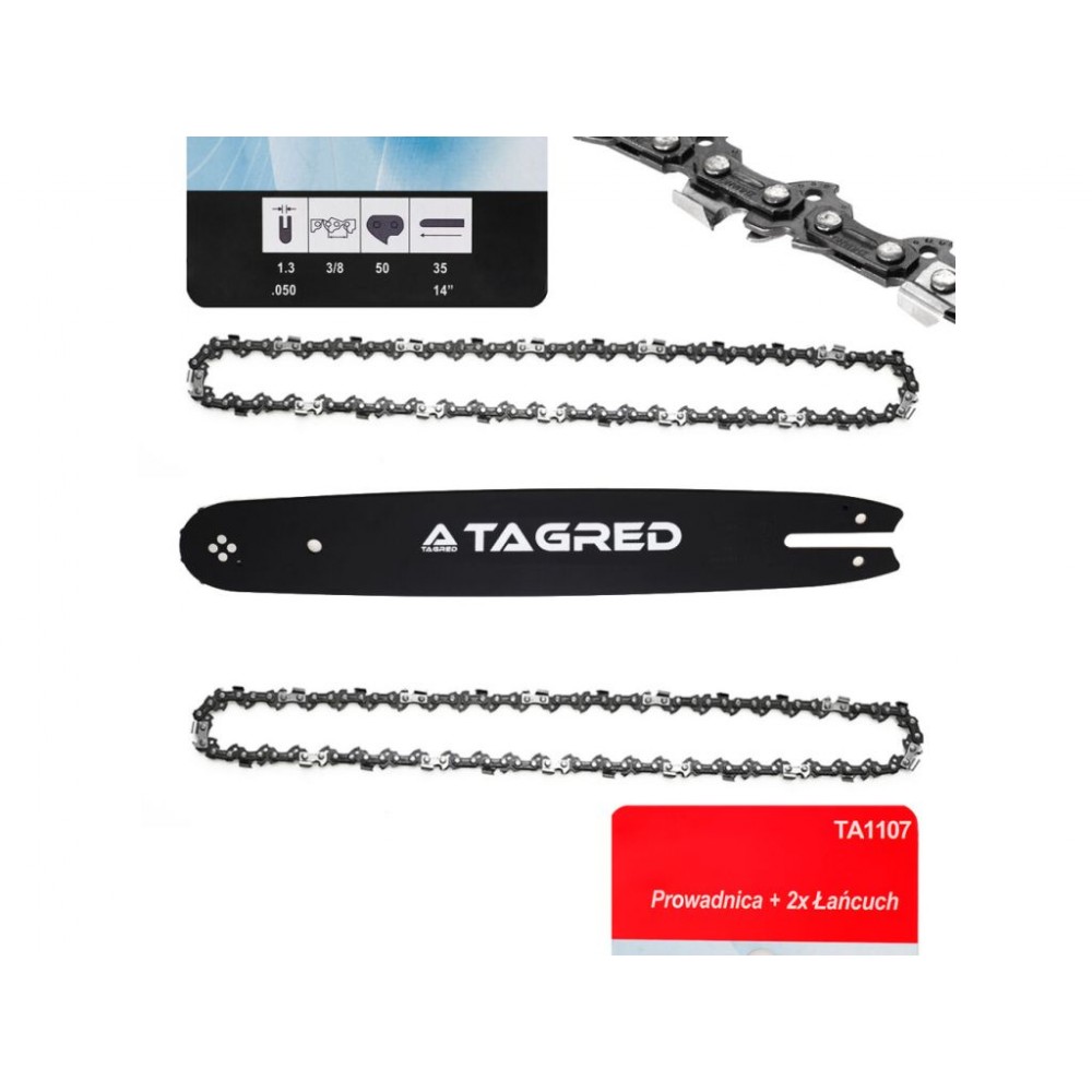 Комплект шина + 2 ланцюга 35 см 14"/50/3/8"/1,3 мм Tagred TA1107