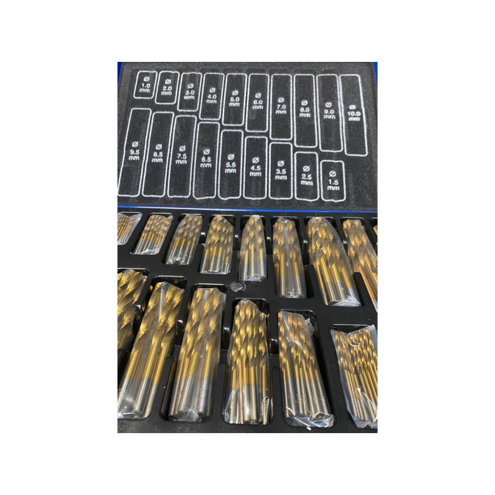 Комплект спіральних свердел із швидкорізальної сталі, 170 шт., 1-10 мм, нітрид титану Holzmann SPS170TIN Комплект спіральних свердел із швидкорізальної сталі, 170 шт., 1-10 мм, нітрид титану Holzmann SPS170TIN