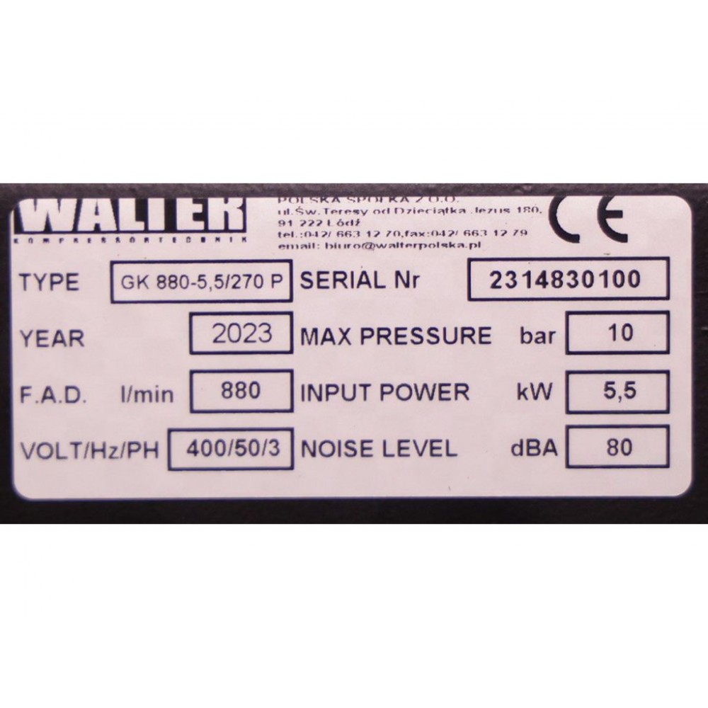 Компресор поршневий WALTER GK 880-5,5/270 P Компресор поршневий WALTER GK 880-5,5/270 P