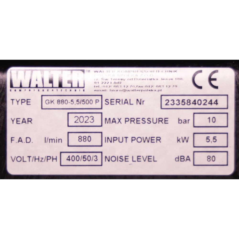 Компресор поршневий WALTER GK 880-5,5/500 P Компресор поршневий WALTER GK 880-5,5/500 P