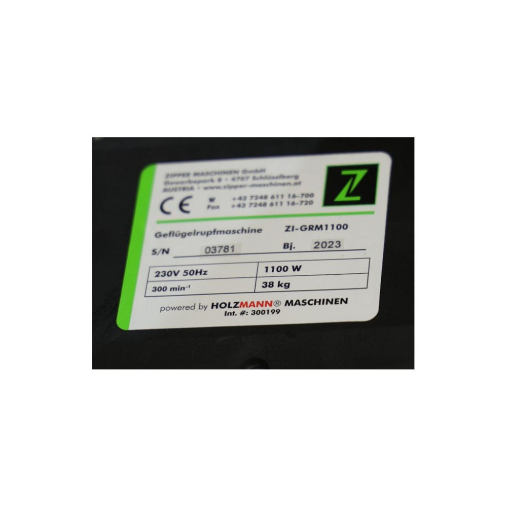 Машина для зняття пір`я Zipper ZI-GRM1100 Машина для зняття пір`я Zipper ZI-GRM1100