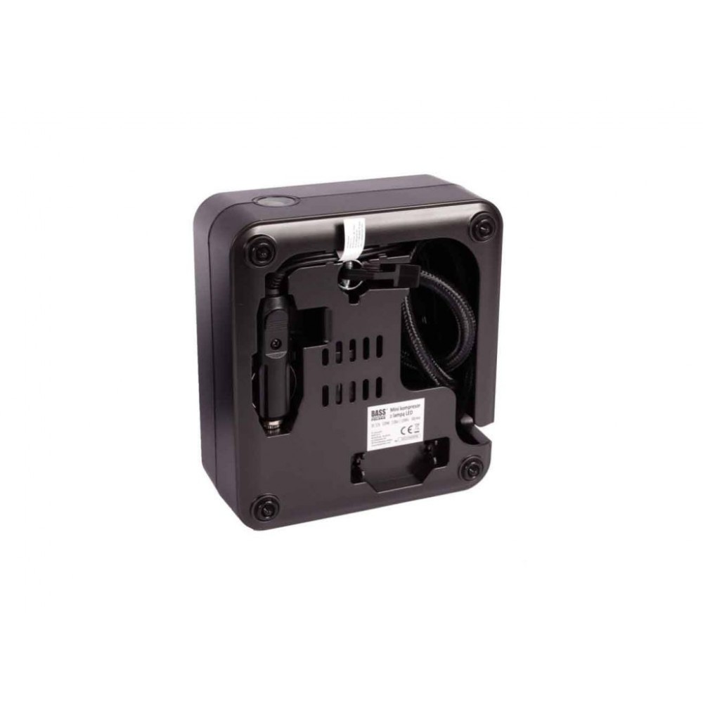 Міні-компресор зі світлодіодною лампою та набором насадок Bass Polska BP-4523 Міні-компресор зі світлодіодною лампою та набором насадок Bass Polska BP-4523