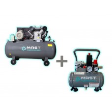 Поршневий компресор MAST 2105/500L 400V + безмасляний поршневий компресор Mast MOF1390/1100 compact