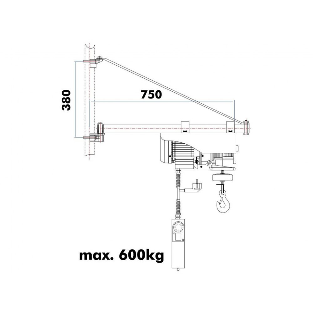 Поворотна стріла для електричної тросової тяги Holzmann SA 600750 Поворотна стріла для електричної тросової тяги Holzmann SA 600750