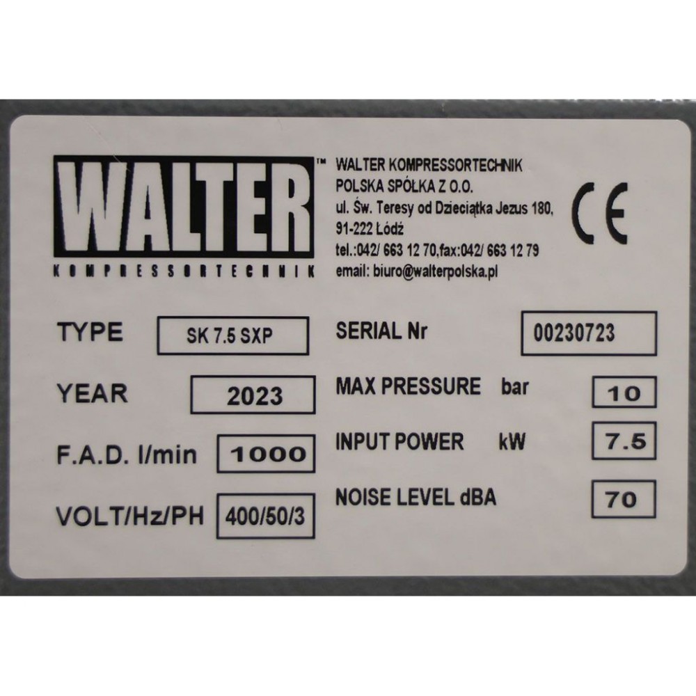 Гвинтовий компресор з ремінним приводом WALTER SK 7,5 SXP Гвинтовий компресор з ремінним приводом WALTER SK 7,5 SXP