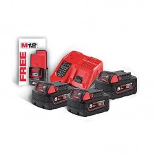 Енергокомплект акумуляторний Li-Ion MILWAUKEE, M18 NRG-503 (+заряд.пристрій, 3 акум. M18 В5(5Аг), 1