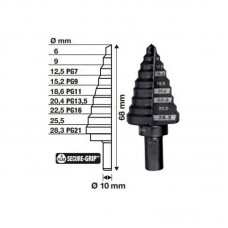 Свердло ступінчасте Step Drill MILWAUKEE, для електриків PG7-PG21 з кроком 2мм