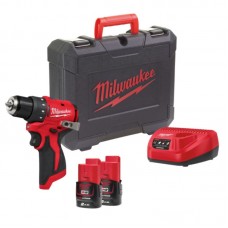 Дриль-шурупокрут акумуляторний MILWAUKEE M12 BLDDRC-202C (40Нм) (ЗП+ 2ак.Х2Аг+ кейс)