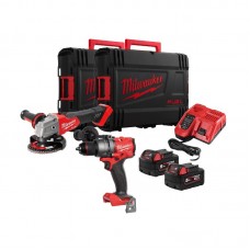 Набір акумуляторних інструментів Milwaukee M18FPP2E3-502X (ударний дриль M18 FPD3, кутова шліфувальна машина M18 FSAG125X, 2xаку