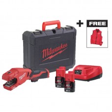Труборіз акумуляторний по нержавіючій сталі MILWAUKEE M12 PCSSMC-202C + жилет, (+ заряд.пристрій, 2 акум., HD кейс)