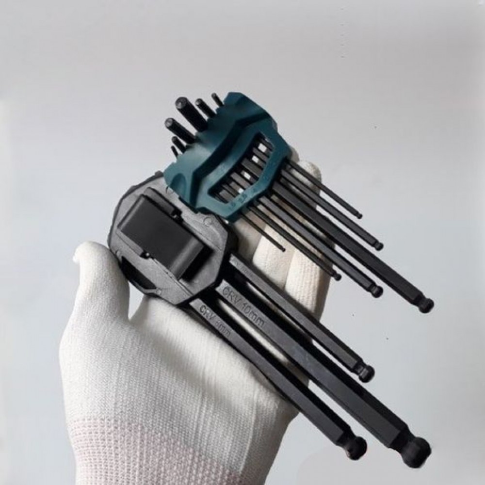 Набір шестигранних ключів Makita 9 шт. (1.5, 2, 2.5, 3, 4, 5, 6, 8, 10 мм), B-65894 Набір шестигранних ключів Makita 9 шт. (1.5, 2, 2.5, 3, 4, 5, 6, 8, 10 мм), B-65894