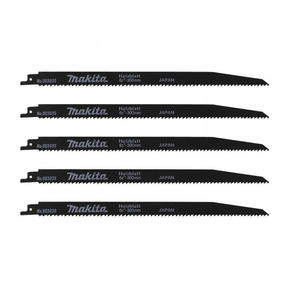 Набор пилок Makita HCS по деревині для сабельних пил 300 мм, 5 шт, B-03030 Набор пилок Makita HCS по деревині для сабельних пил 300 мм, 5 шт, B-03030