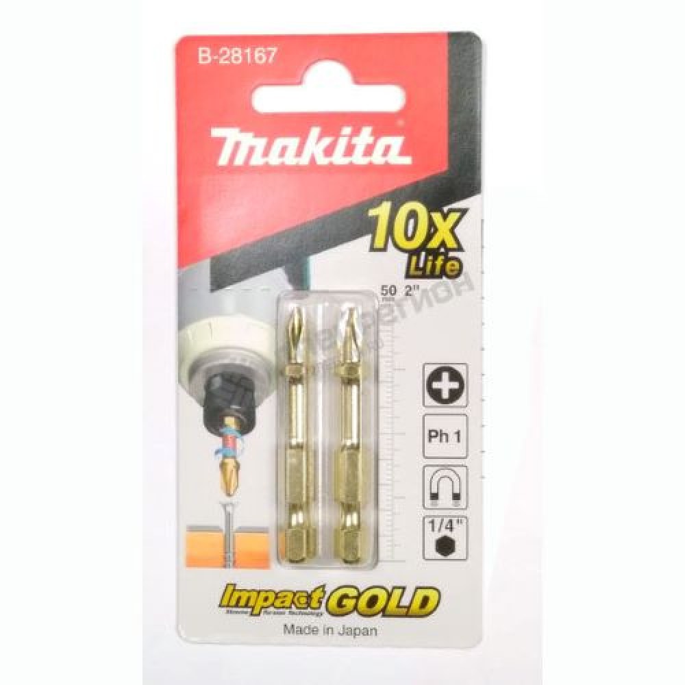 Торсіонна біта золотої серії Makita PH1 Impact GOLD 50мм (2шт) Торсіонна біта золотої серії Makita PH1 Impact GOLD 50мм (2шт)