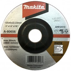Шліфувальний диск для нержавіючої сталі вигнутий Makita 36N 125x22.23х6 мм, A-80656