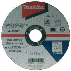 Відрізний диск по металу плаский MAKITA 30R 125х22.23х2.5 мм, A-85313
