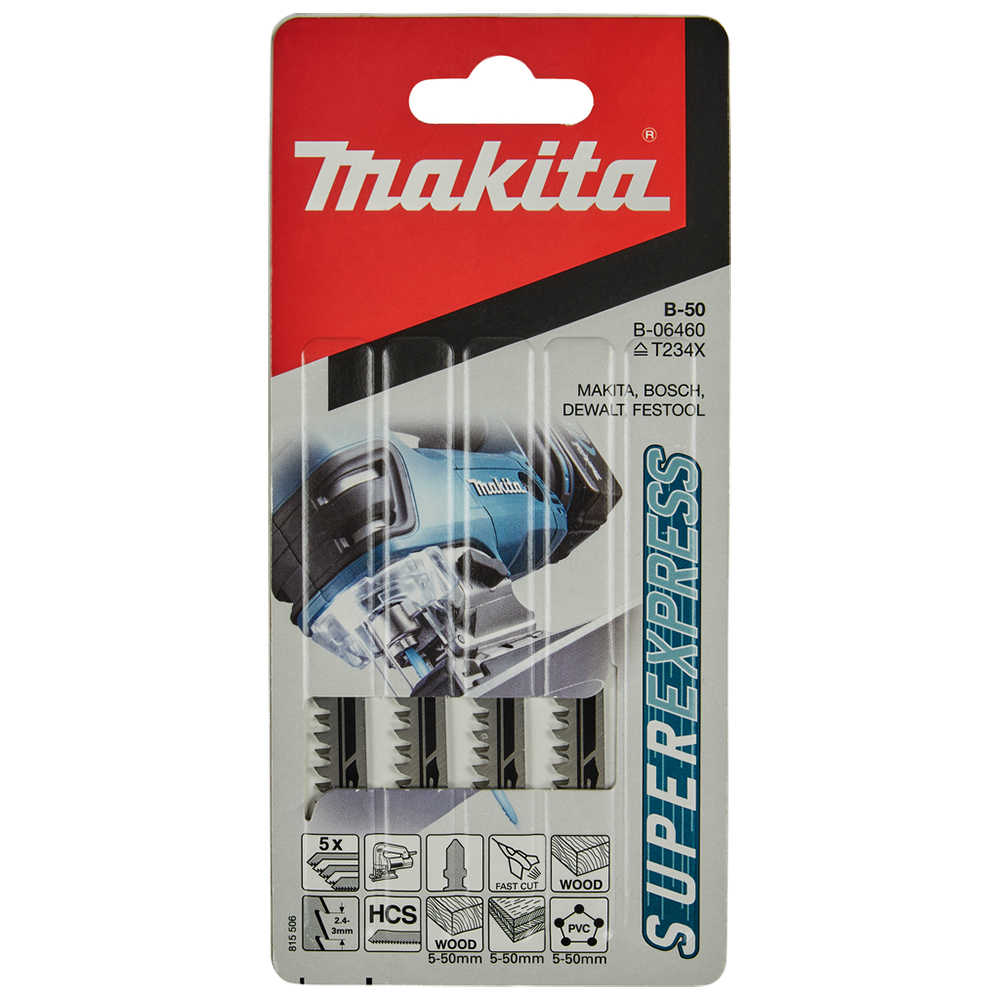 Набір MAKITA Super Express пилок по дереву для лобзиків, B-06460 Набір MAKITA Super Express пилок по дереву для лобзиків, B-06460