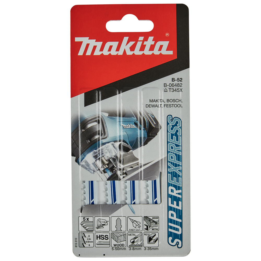 Набір MAKITA Super Express пилок по дереву для дуже швидкого пропилювання B-06482 Набір MAKITA Super Express пилок по дереву для дуже швидкого пропилювання B-06482