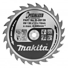 B-09139 MAKITA Пиляльний диск для деревини для акум,пил SPECIALIZED 136x10 мм 24 зуб
