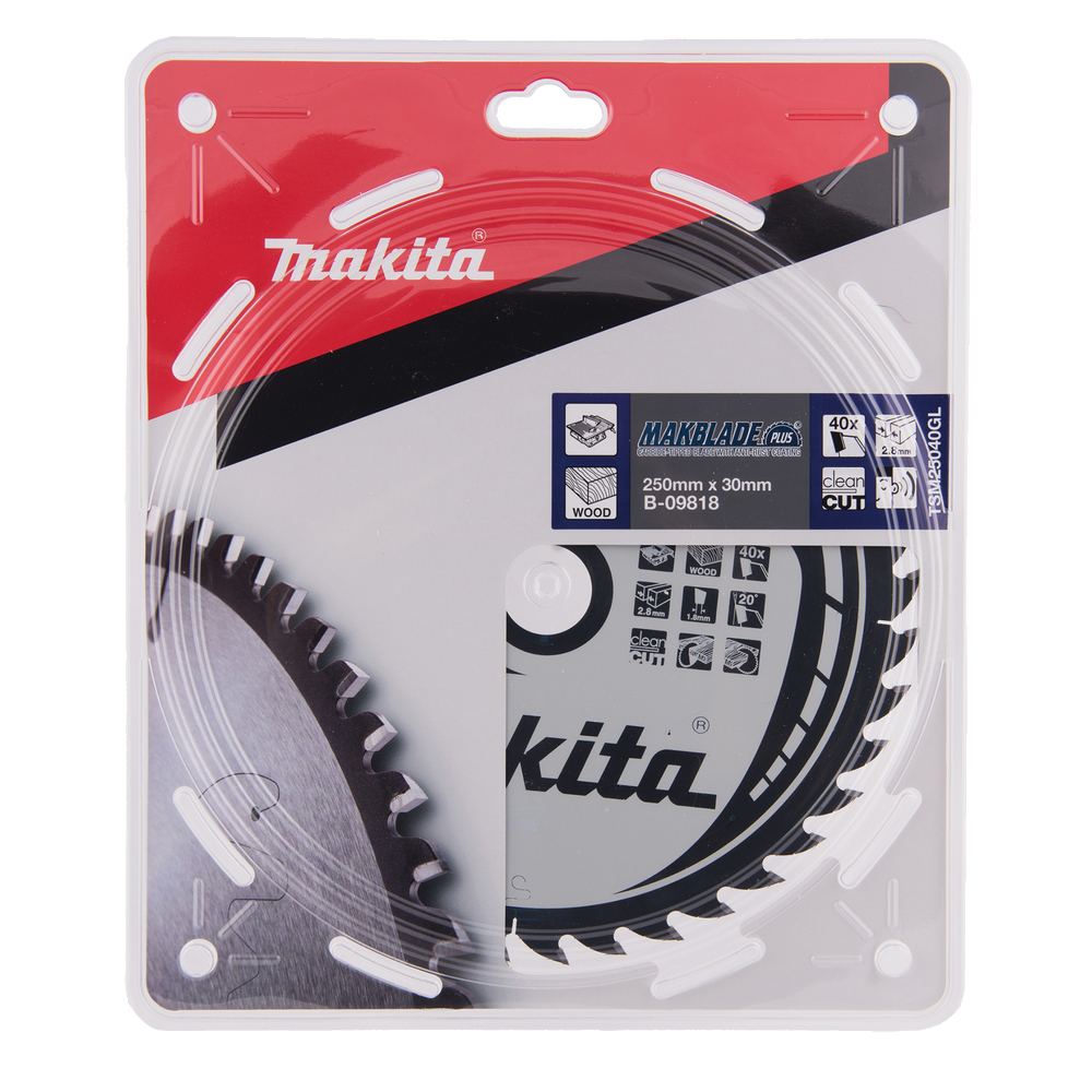 Пиляльний диск Makita MAKBlade Plus по дереву 250x30мм x 40 зуб, B-09818 Пиляльний диск Makita MAKBlade Plus по дереву 250x30мм x 40 зуб, B-09818