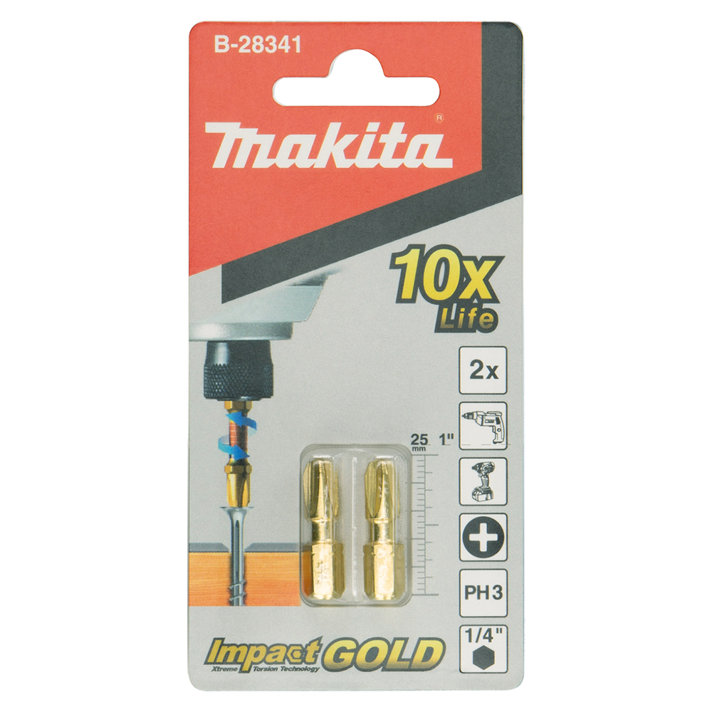 Торсіонна біта Makita PH3 Impact GOLD 25мм (2шт) Торсіонна біта Makita PH3 Impact GOLD 25мм (2шт)