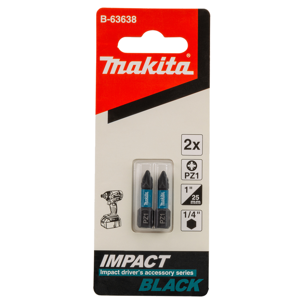 Біта Makita PZ1 25 мм Impact Black 2 шт. B-63638 Біта Makita PZ1 25 мм Impact Black 2 шт. B-63638