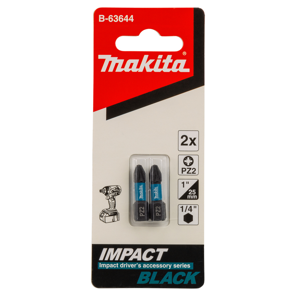 Біта PZ2 25 мм Impact Black 2 шт.MAKITA, B-63644 Біта PZ2 25 мм Impact Black 2 шт.MAKITA, B-63644