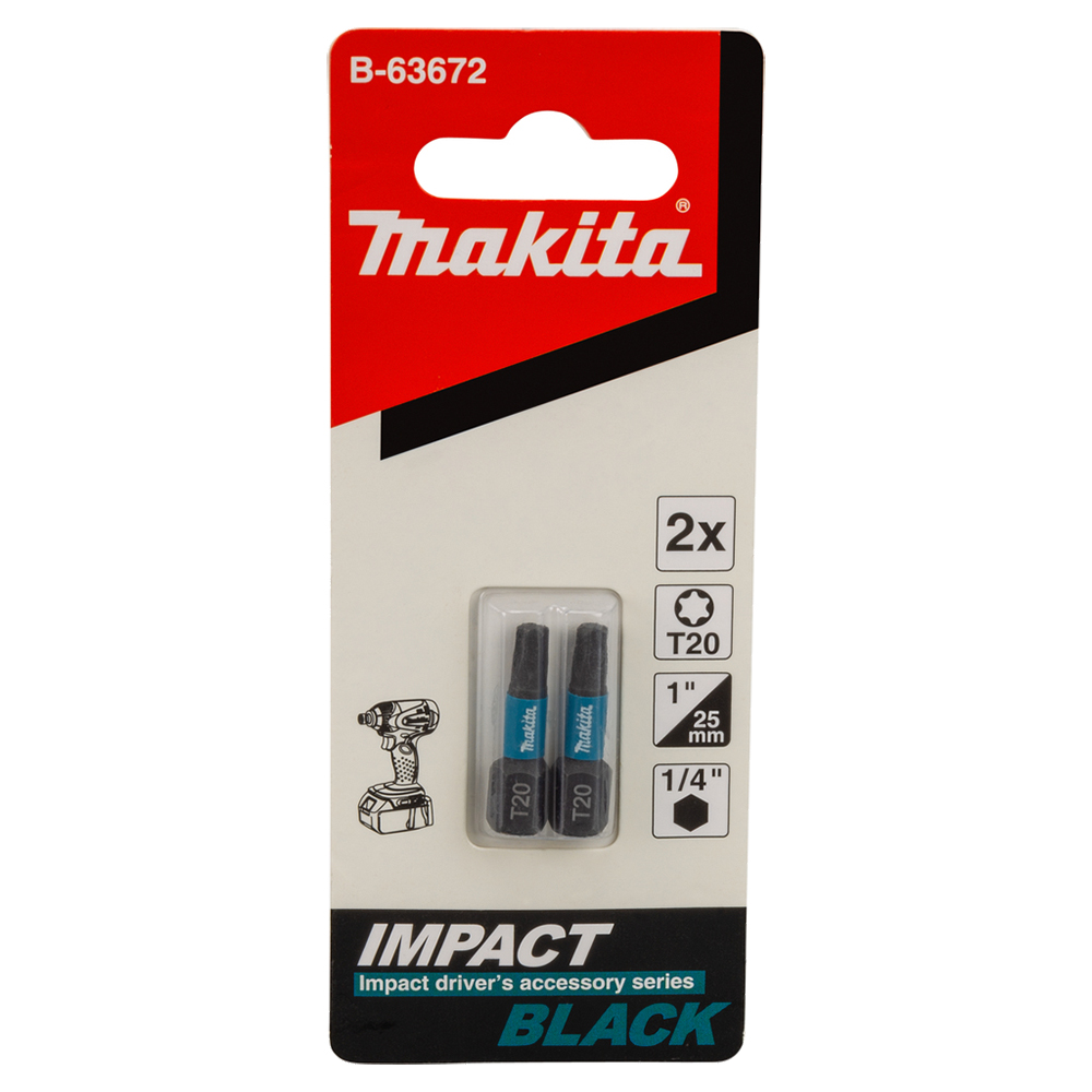 Біта Makita T20 25 мм Impact Black 2 шт, B-63672 Біта Makita T20 25 мм Impact Black 2 шт, B-63672