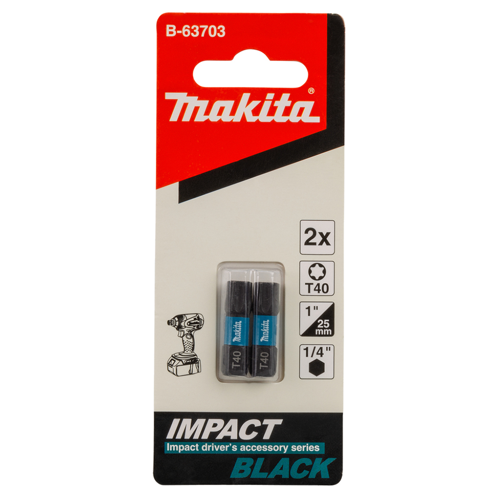 Біта MakitaT40 25 мм Impact Black 2 шт B-63703 Біта MakitaT40 25 мм Impact Black 2 шт B-63703