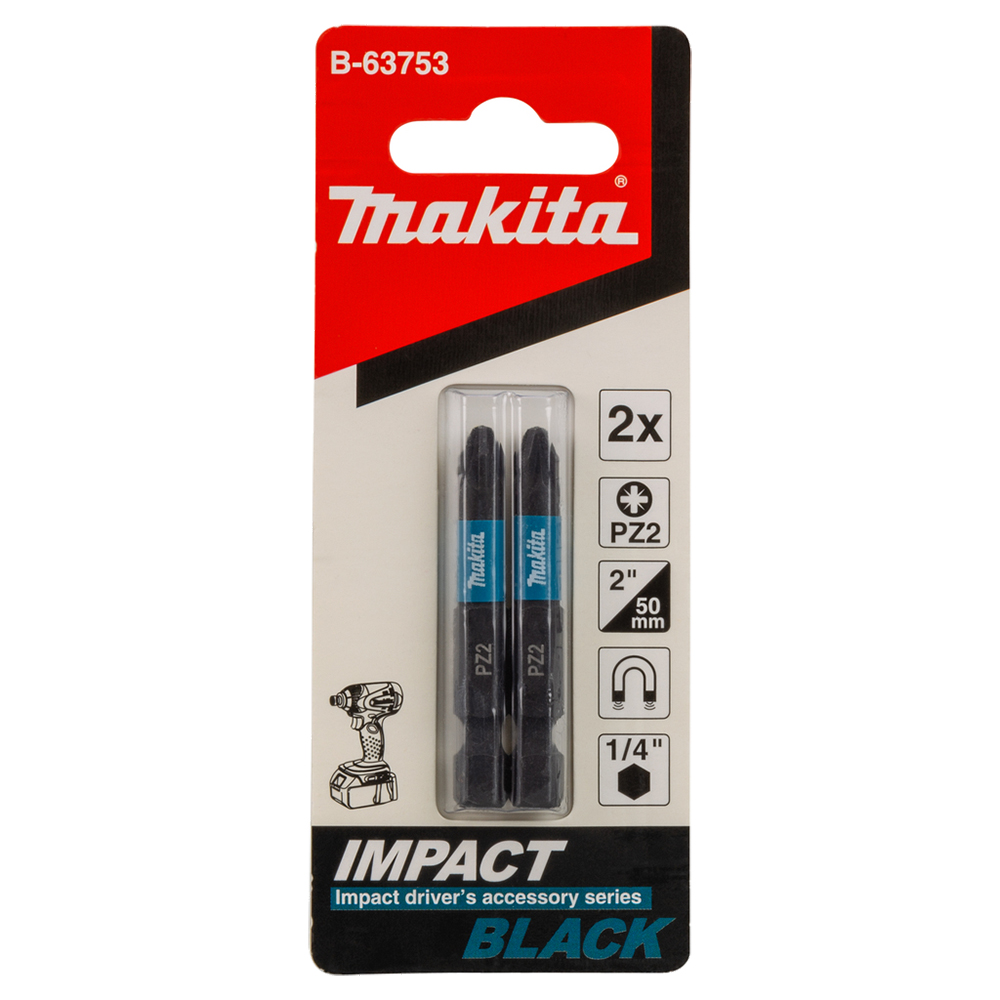 Біта PZ2 50 мм Makita Impact Black 2 шт, B-63753 Біта PZ2 50 мм Makita Impact Black 2 шт, B-63753
