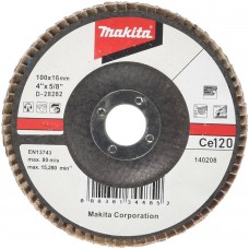 Пелюстковий шліфувальний диск кутовий Makita Ce 120 100х16мм, D-28282
