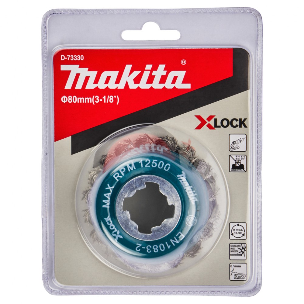 Чашкова щітка з крученої дроту 80 мм Makita X-LOCK D-73330 Чашкова щітка з крученої дроту 80 мм Makita X-LOCK D-73330