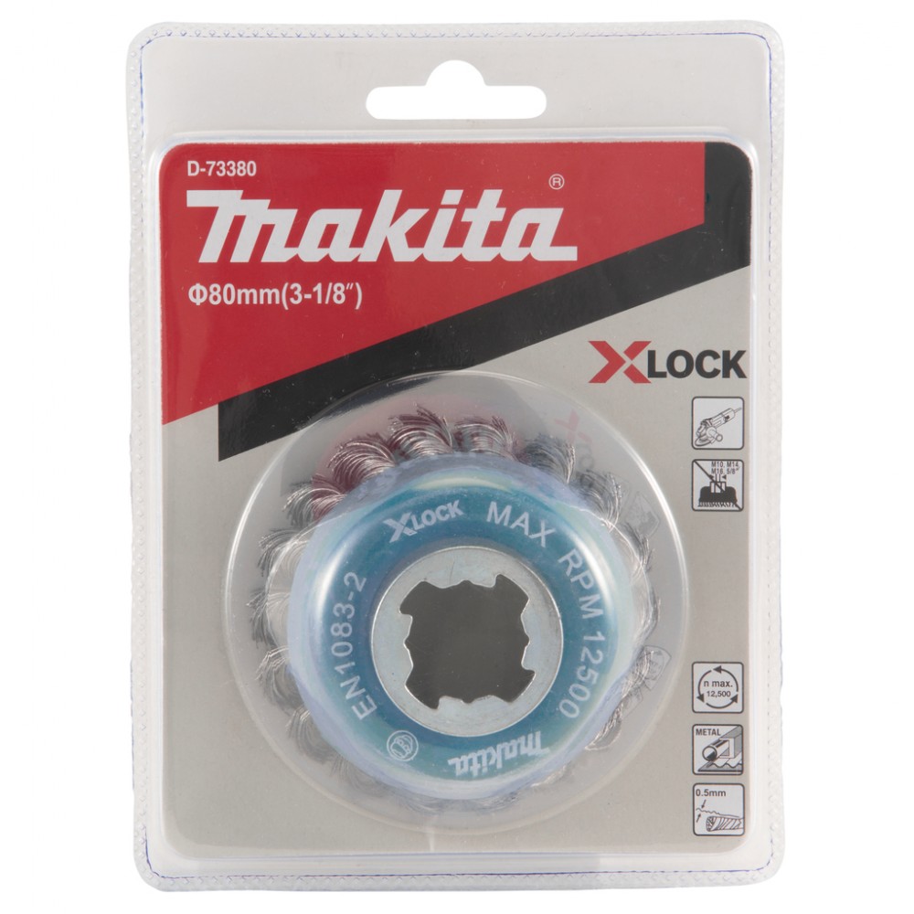 Чашкова щітка з крученої дроту Makita X-LOCK 80 мм D-73380 Чашкова щітка з крученої дроту Makita X-LOCK 80 мм D-73380
