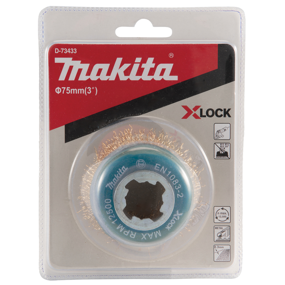 Чашкова латунна щітка Makita X-LOCK 75 мм, D-73433 Чашкова латунна щітка Makita X-LOCK 75 мм, D-73433