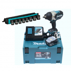 Акумуляторний ударний гайкокрут MAKITA LXT DTW1002RTJ + набір ударний головок E-02989
