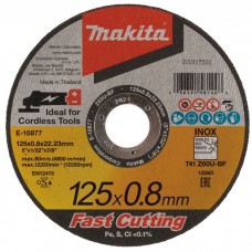 Відрізний диск по нержавіючой сталі плоский Makita Z60T 125х22.23х0.8 мм, E-10877