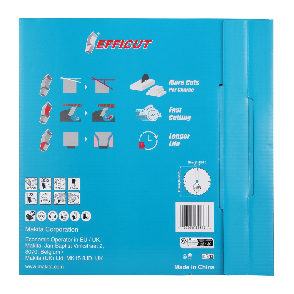Диск пиляльний по деревині Efficut Specialized 415x30 35T, MAKITA , E-24848 Диск пиляльний по деревині Efficut Specialized 415x30 35T, MAKITA , E-24848