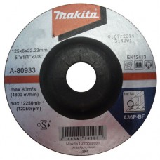 Шліфувальний диск по металу Makita 36P, 125x22.23х6 мм, A-80933