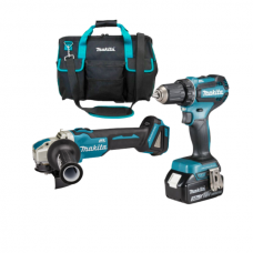 Набір Makita акумуляторний дриль-шурупокрут DDF485FYX3, акумуляторна кутова шліфмашина DGA521ZX1, сумка PGC-100510
