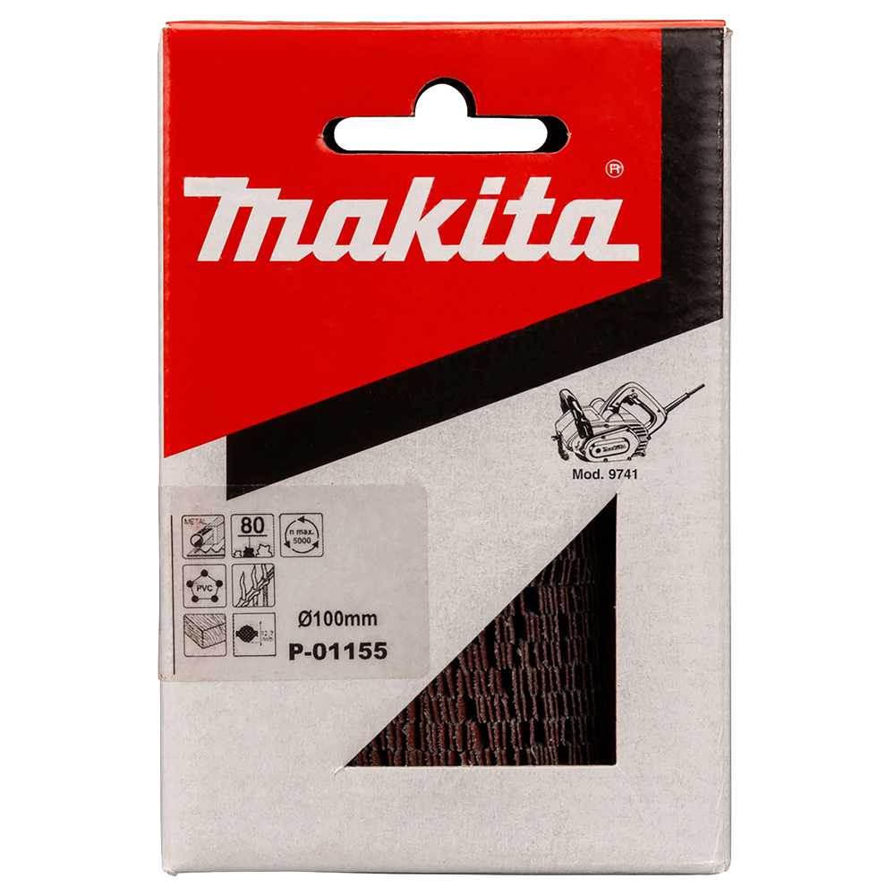 Пелюсткова шліфувальна щітка Makita 100х120мм, K 80. P-01155 Пелюсткова шліфувальна щітка Makita 100х120мм, K 80. P-01155