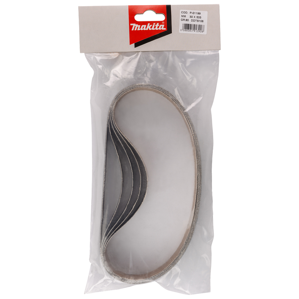 Набір шліфувальних стрічок для скла MAKITA 30х533 мм K80, 5 шт, P-01199 Набір шліфувальних стрічок для скла MAKITA 30х533 мм K80, 5 шт, P-01199