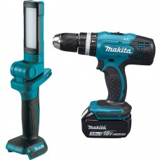 Набір Makita акумуляторний ударний дриль-шурупокрут DHP453RFX8 та акумуляторний ліхтар DML816X