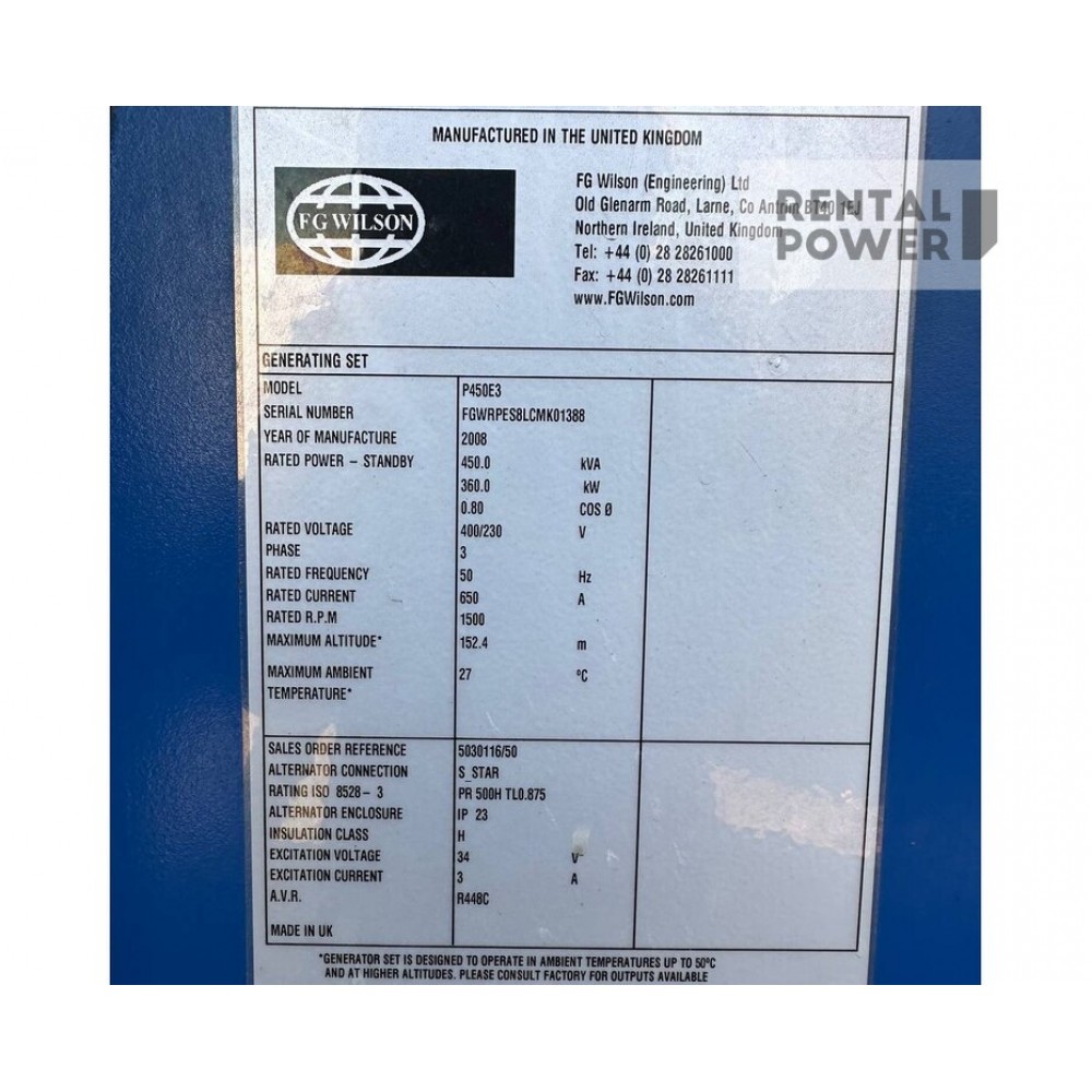 Генератор дизельний FG WILSON P 450 (320кВт) Генератор дизельний FG WILSON P 450 (320кВт)