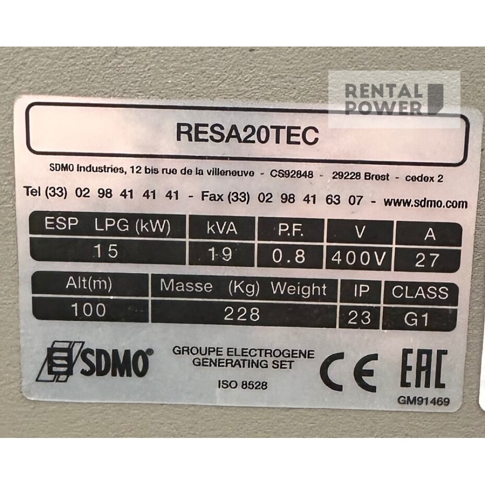 Генератор газовий SDMO RESA 20 TEC (17кВт) Генератор газовий SDMO RESA 20 TEC (17кВт)