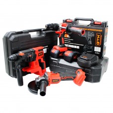 Набір акумуляторного інструменту GTM 18V шурупокрут DSI18/80BL, болгарка AGC18/125BL, перфоратор RHC18/22BL + 2 АКБ і ЗП (PROMO_3)
