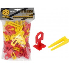 Кліпси і клини для викладання керамічної плитки VOREL : 3 мм, t≤ 14 мм. 50 + 50 шт.